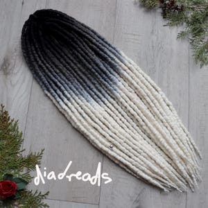 Wool Dreads BLACK to natural wool WHITE 15-60 pcs 12-32 inches DE wool dreadlocks double ended full set wool extensions ombre