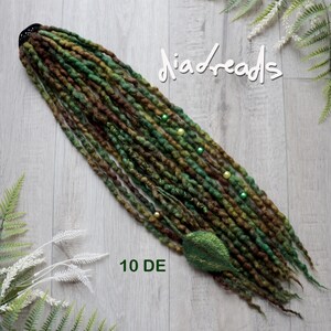 Wool Dread Ponytail Hair Tie Messy Bun CHOOSE LENGTH and VOLUME Dreadlock Fall Elastic Green image 8