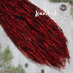 Thin Wavy Wool DE Dread Locks FALL LEAVES Red Brown Orange Chopstick Thin image 1