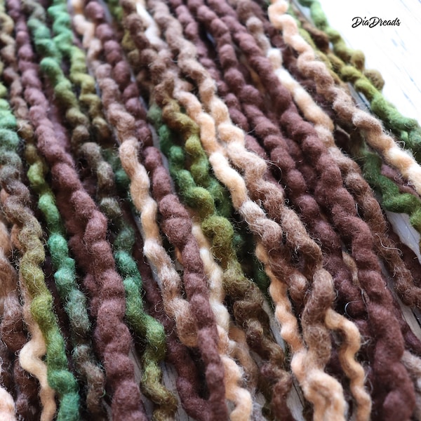 Wavy Wool Dreads: Earthy Brown Ombre, Double Ended