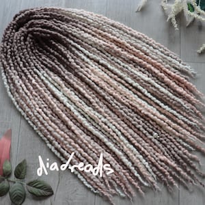 Dreadlock Extensions, Thin Wavy Wool Dreads, Wool Dreadlocks, Braid In Dreads, DE Dreads, Shell Pink Brown Dreads, SEASHELL