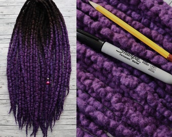 Wool Dreads Dark PURPLE 15-60 pcs 12-32 inches DE wool dreadlocks double ended full set  wool extensions ombre