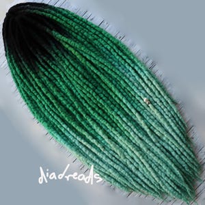 Wool Dreads DE ENCHANTRESS Emerald Mint wool dreadlocks double ended full set  wool extensions ombre green