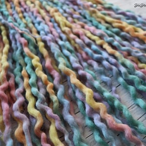 Wool Dreads DE Wavy Pastel UNICORN Rainbow short medium long dreadlocks double ended full set wool extensions pink blue yellow