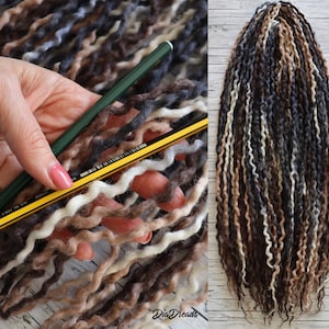 Thin MICRO de Wool Dreads Full set ROCKIES short medium long wool dreadlocks double ended extensions brown cream stone gray