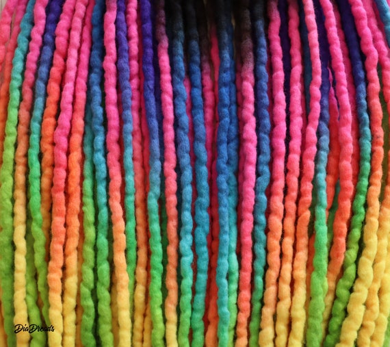 20 Rainbow Ombre Dreads Dreadlocks Hair Extensions Candy Trip! BRUSHABLE CURLS! Dreads & Braids! Glitch  main image 4