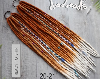 Wool Dread ponytail Hair Tie, ponytail, messy bun, dreadlock falls on hair elastic, dread style seconds, ginger light orange ONE AVAILABLE