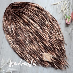 Thin DE Dreads Micro Wool Locks EARTHY short medium long wool dreadlocks double ended extensions brown cream peach ombre wavy full set