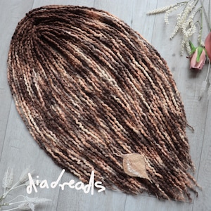 Thin DE Dreads Wavy Micro Wool Locks EARTHY Dreadlocks Blonde Extensions Brown Vanilla Peach