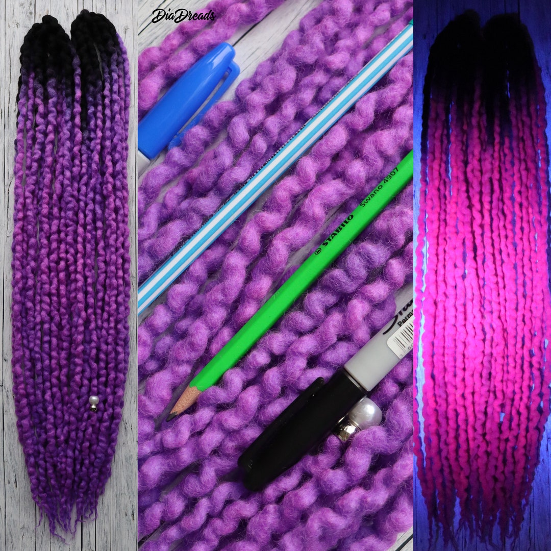 Wavy Wool Dreadlocks PURPLE Double Ended Wool Dreads DE Full Etsy