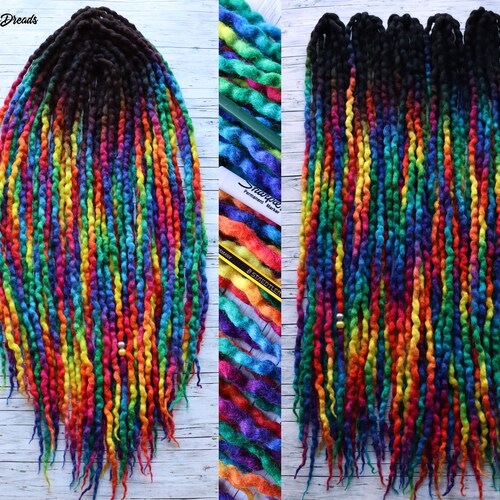 Full Set Wool Dreadlocks Blue Dreads Extensions Grey Black Etsy