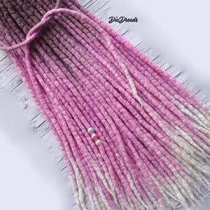 DE Wool dreadlocks ash roots pastel pink white ombre dreadlocks 12/16/20/24/28/32&quot;dreads double ended full set merino wool extensions