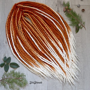Wool Dreads DE OMBRE Ginger Light Red 20-60 pcs 12-32&quot; DE wool dreadlocks double ended full set wool extensions