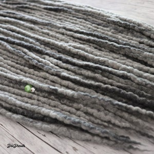 Wool Dreads DE Grey Streaks DE Wool dreadlocks dreads double ended up to full set natural wool extensions gray