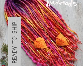 Decorated Dreadlocks Wool Dread Accent Sets DE Clip in Ponytail Purple Orange Red Yellow LAST 10DE