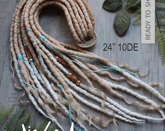 Blonde Wool Dreadlock Ponytail Hair Tie: Boho Hair Extension