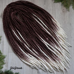 DE Wool Dreads Ombre Cool Ash Brown to Platinum Blonde White Wool dreadlocks double ended full set wool extensions cream