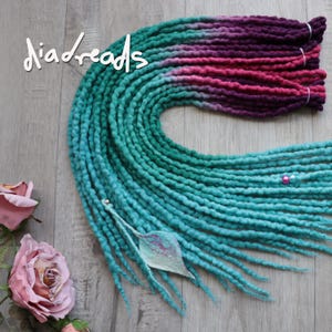 Merino Wool Dreadlocks: Purple, Pink, Teal, Turquoise - Double Ended PIXIE set