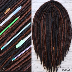 20 DE 24-27" Wool Dreads  DE Black Brown MIX Wool dreadlocks dreads double ended up to full set natural wool extensions