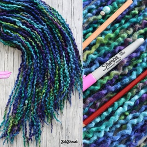 Thin wavy wool DE Dreads MERMAID - up to full set - wool dreadlocks double ended extensions blue green purple goth gothic