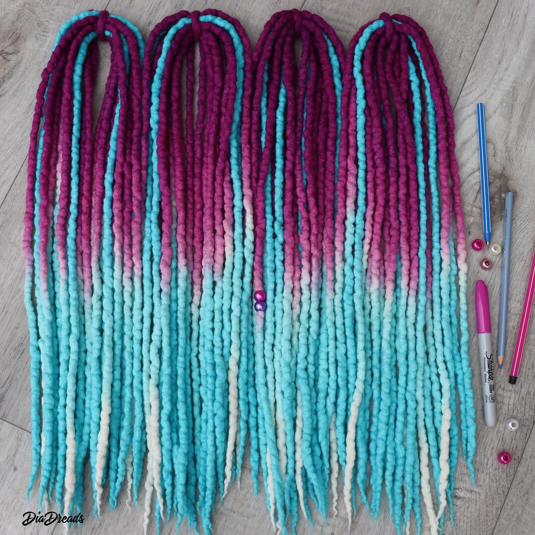 Flower Fairy Wool Dreadlocks: Purple, Pink, Aqua, Turquoise DE Dreads ...