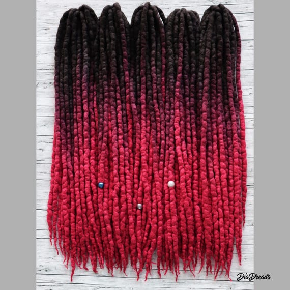 Red black ombre double ended dreadlock Boho Black Red Ombre Dreadlocks – Double Ended DE Set  main image 2