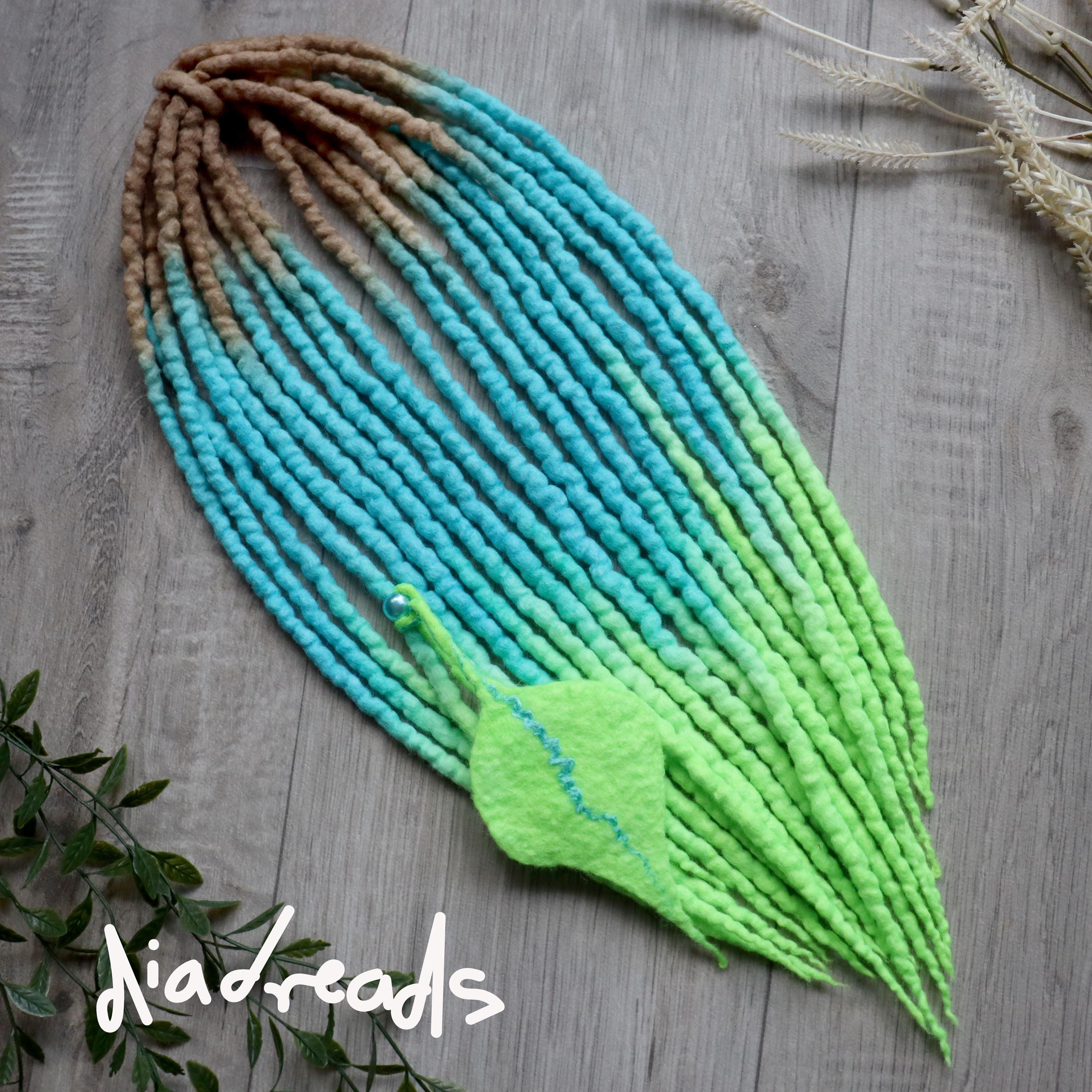 CLOUDED BLUE DREADS DE WOOL Hair Extensions - Cyberlox - Dreadfalls - Fringe - Synthetic  main image 2