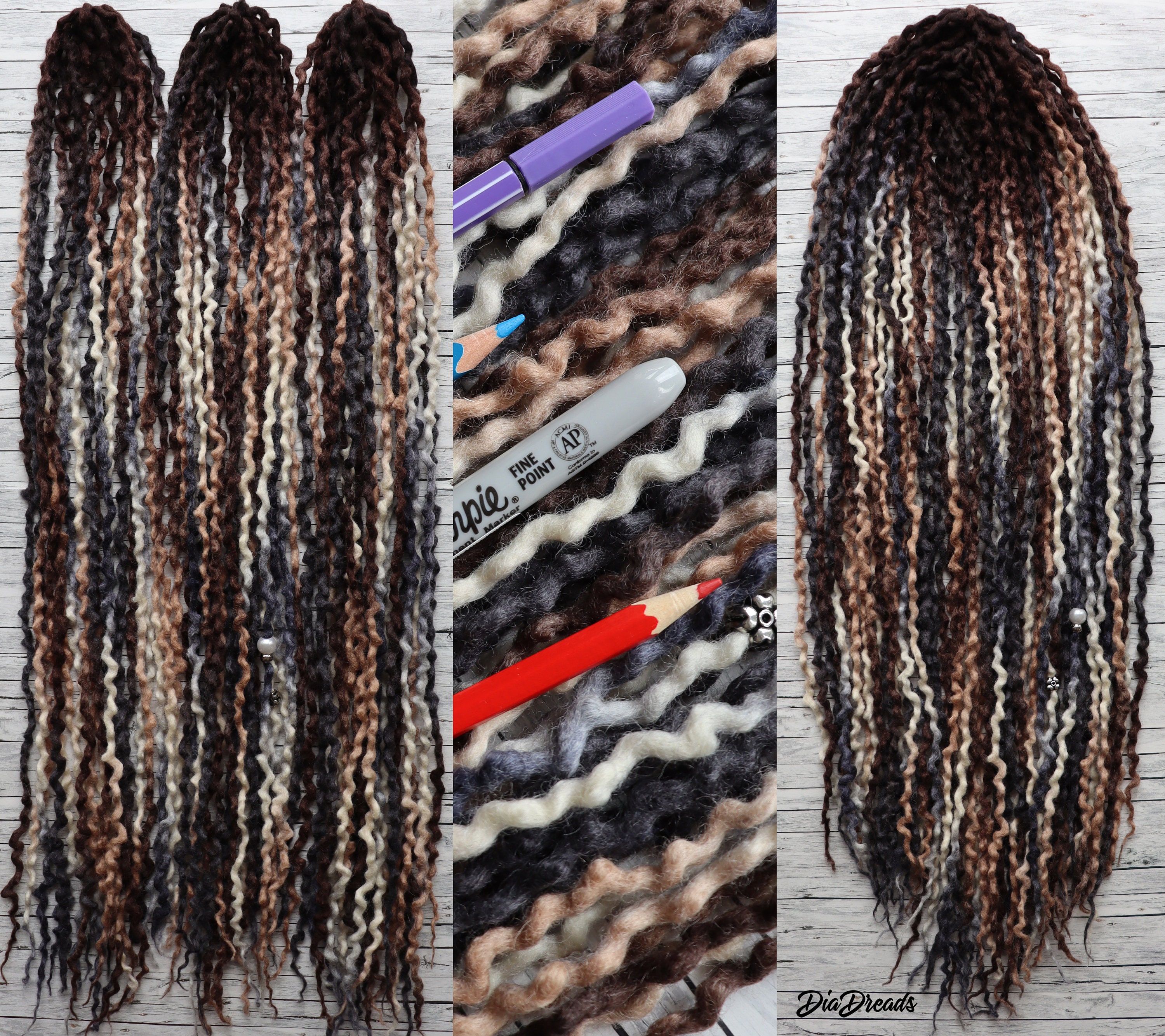 Micro Rocks Dreadlocks Thin MICRO De Wool Dreads Full Set ROCKIES (dark Brown Roots) Short ...