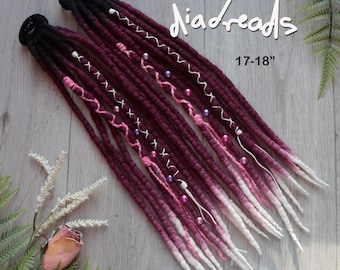 Wool Dread Ponytail Hair Tie, Messy Bun, Dreadlock Falls, Style in Seconds, Burgundy Extensions 18"