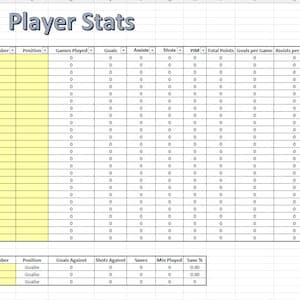 Player Stats Spreadsheet for Hockey Team Manager, Stats Template, Excel Template, Sports Team Manager Spreadsheet, Team Manager Template