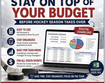 Youth Sports Team Budget Spreadsheet, Excel Template (Digital Download)