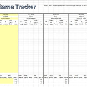Player Stats Spreadsheet for Hockey Team Manager, Stats Template, Excel
