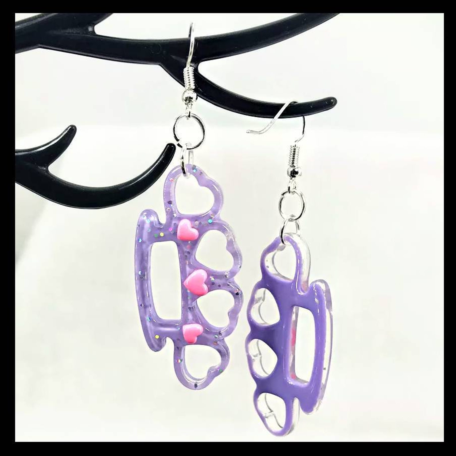 Handmade Kawaii Brass Knuckle Earrings made from Resin Etsy