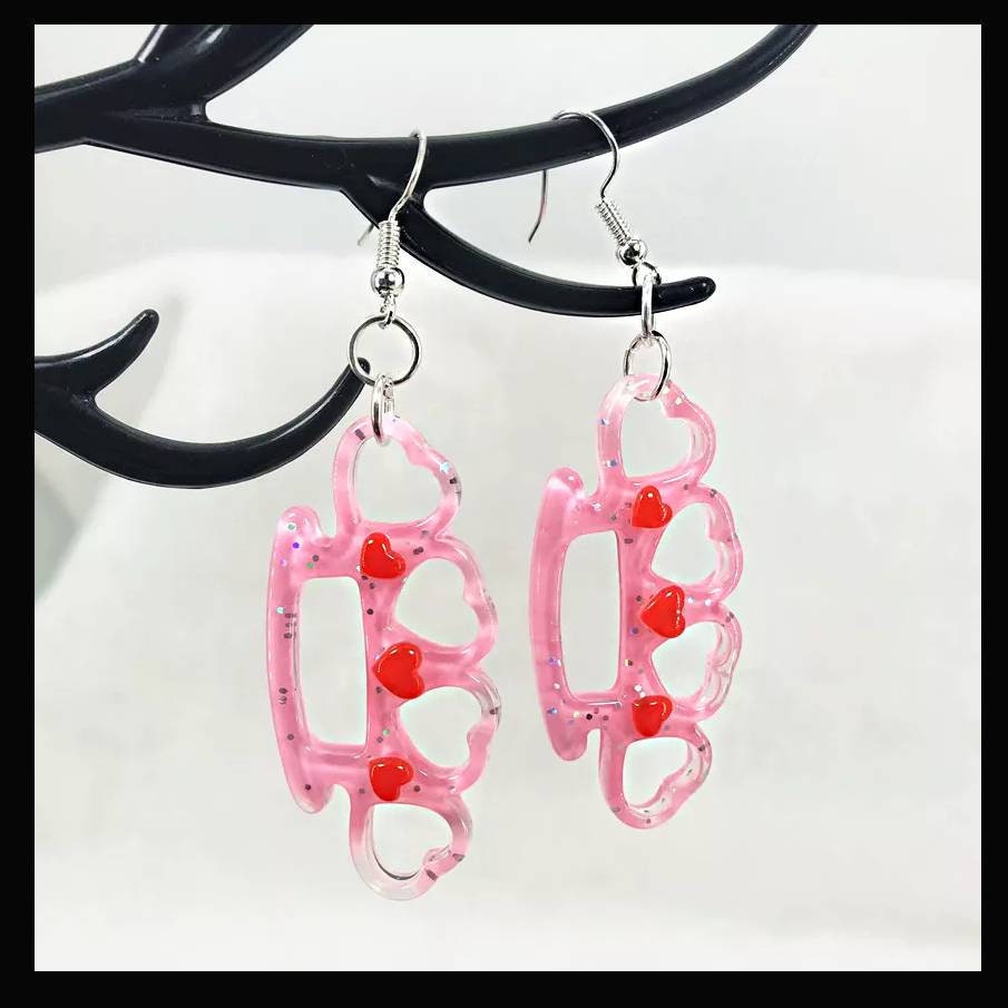 Handmade Kawaii Brass Knuckle Earrings made from Resin Etsy