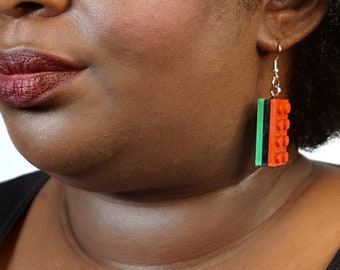 BLM - Drapeau africain - Boucles d'oreilles Lego Block