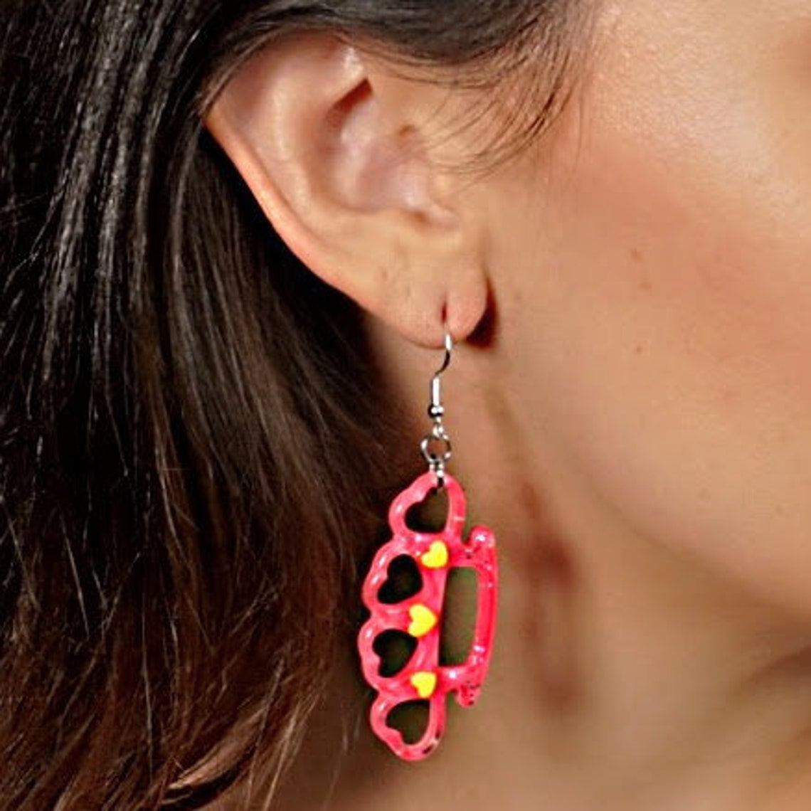 Handmade Kawaii Brass Knuckle Earrings made from Resin Etsy