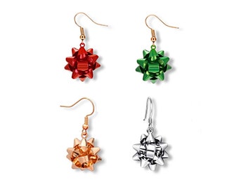 Tiny Christmas Present Bow Earrings
