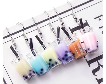 Tiny Boba Drink Earrings - Multiple Colors