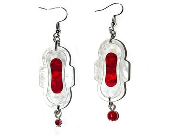 Menstruation Isn't Dirty - Period Pad Earrings - Light and Heavy Flow Day