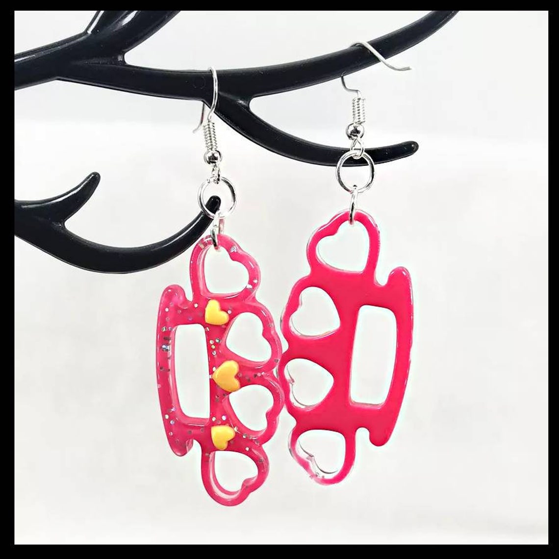 Handmade Kawaii Brass Knuckle Earrings made from Resin Etsy