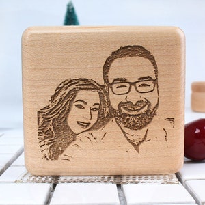 Houten Muziekdoos, Aangepaste Gegraveerde Doos van de Muziek van de Foto, Uniek Verjaardagsgift, Gepersonaliseerde Giften voor Echtgenoot, Gepersonaliseerde Gift van de Foto