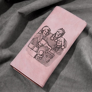 Idea de regalo de Navidad para mamá e hija, billetera para mujer, billetera con foto grabada personalizada, regalo para ella, regalos personalizados para el día de la madre