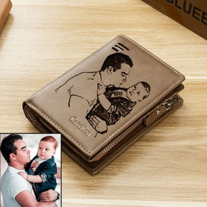 Cadeau fête des pères de sa fille et son fils, portefeuille pour homme avec photo personnalisée, portefeuille personnalisé avec citation de texte, cadeaux pour homme, anniversaire de mariage