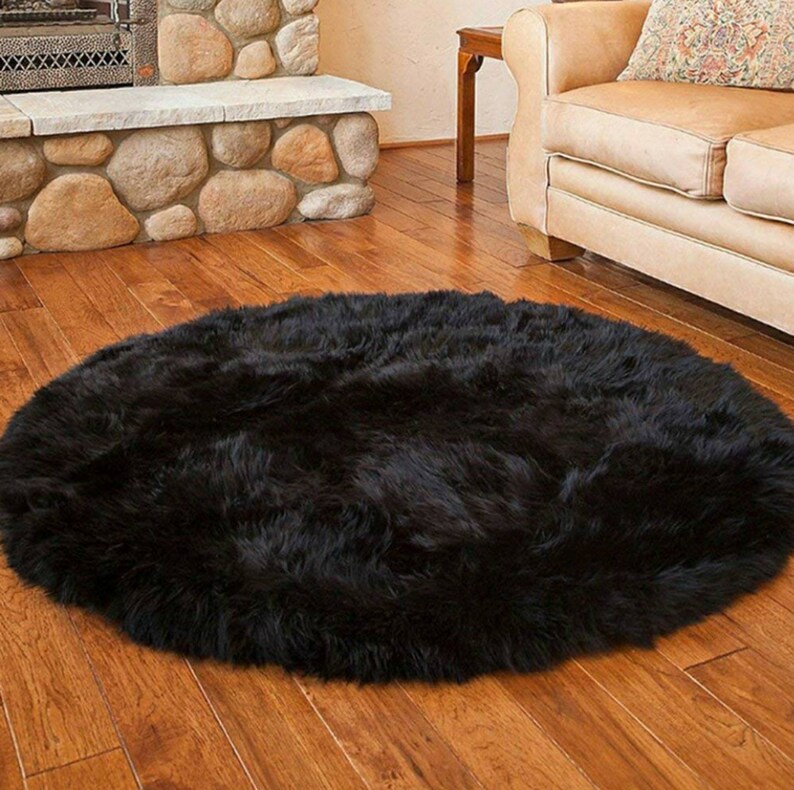 Large Round Faux Fur Area Rugs Etsy