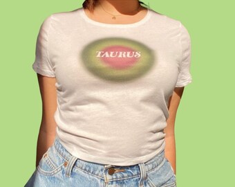 Taurus Zodiac Aura Baby Tee Aura Crop Top Y2K Retro