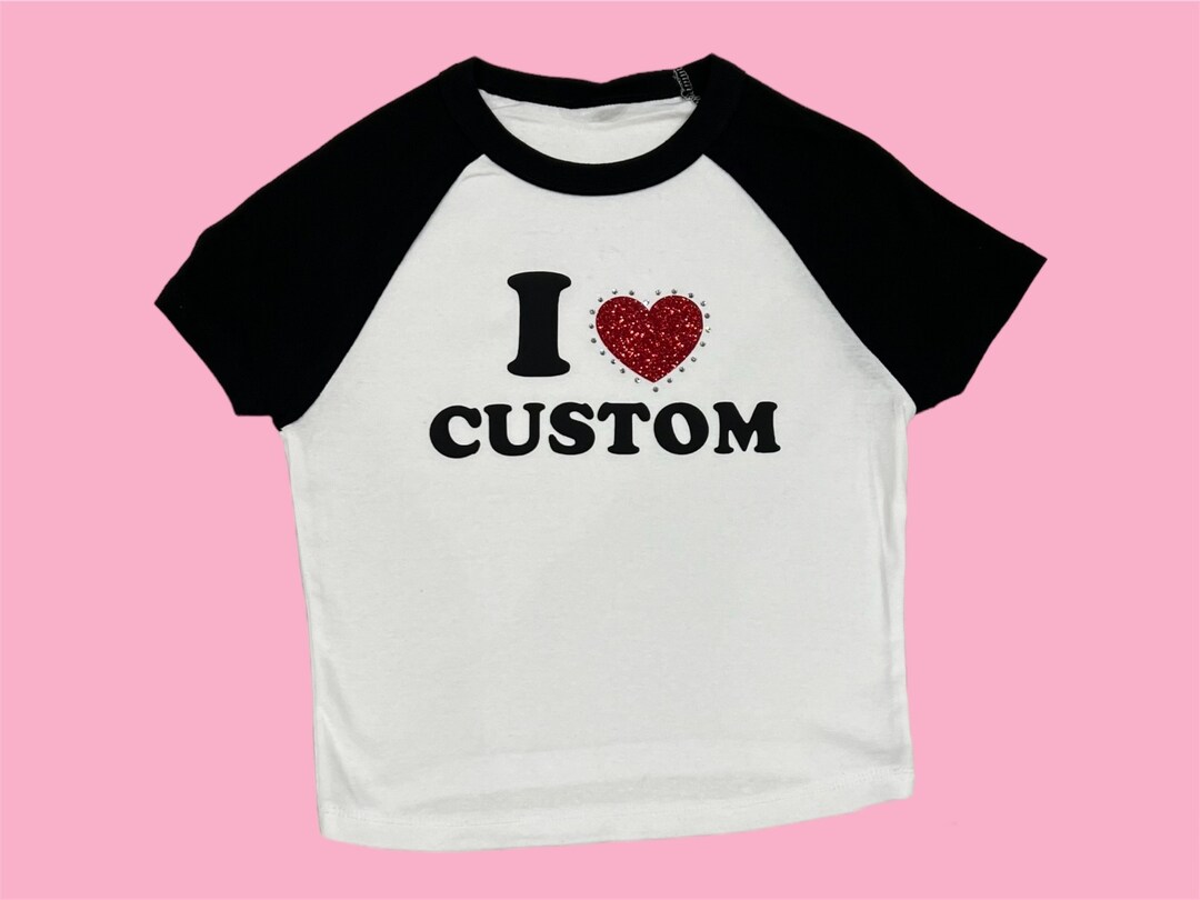 I Love 3 Custom Baby Tee Personalization, Custom, 90s Inspired Rhinestone/glitter Baby Tee Etsy