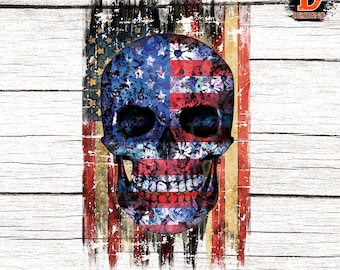 American Flag Skull PNG: Patriotic Clipart (Digital Download)