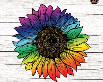 Download Rainbow Sunflower Etsy