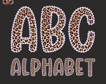 Light purple Lace outline leopard Safari Animal Print Alphabet: Zoo Doodle Letters (PNG Digital Download)