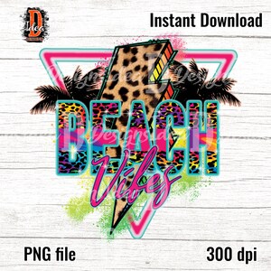 Beach Vibes Lightning leopard PNG Print File for Sublimation Or Print , Retro Sublimation, Summer, Beach Designs, Instant Digital Download